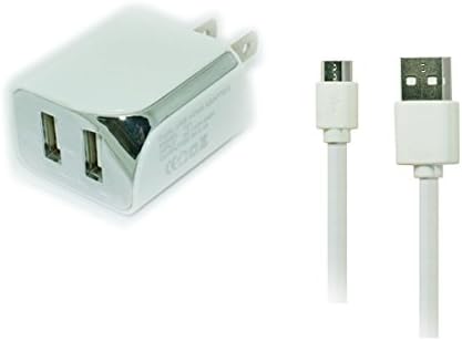2-Port Android Micro USB Wall Charger and Cable White, 2 in 1 Dual Port Fast Charging for Xiaomi Mi Note Pro Redmi Note 2 Redmi Note 4 Mi 5 Redmi 2 Redmi 2 Prime Mi Max Ferrari