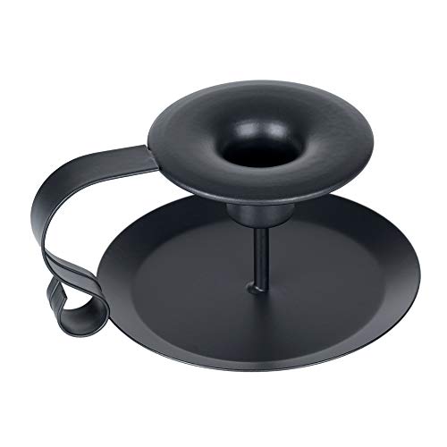 image for Sfeexun Retro Iron Simple Black Chamberstick Candlestick Holders Taper