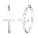 Gem Stone King 1.75 Inch Stainless Steel Silver Cross Hoop Earrings (45mm Diameter)