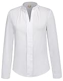 Office Lady Basic Shirt Collar Solid Chiffon Blouse Tops Size M White