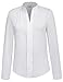 Office Lady Basic Shirt Collar Solid Chiffon Blouse Tops Size M White