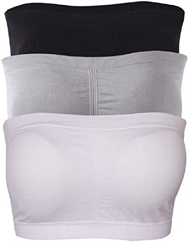 Fasoar Women's Bandeau Bra, Strapless Seamless Padded Bandeau Tube Bra Top 2-4 Pack