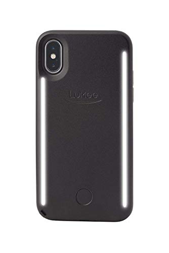 LuMee Duo Selfie Phone Case, Black | Front & Back LED Lighting, Variable Dimmer | Shock Absorption, Bumper Case | iPhone X / iPhone XS - LD-IPX-BLK