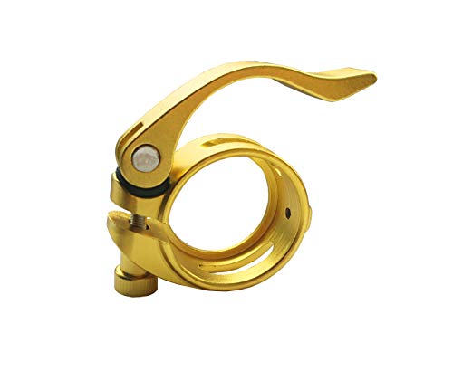 DEERU Aluminum Quick-Release Seat Post Clamp 40mm Bike Seat Clamp Fold Bike Seatpost Clamp, Gold