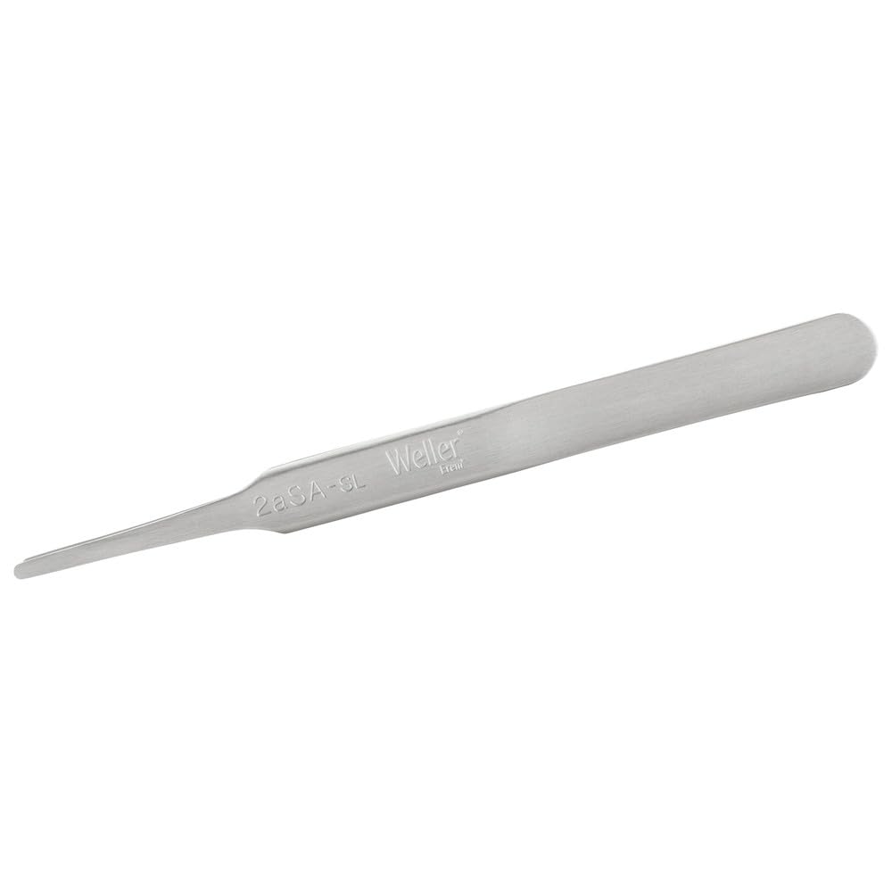 Weller Erem 2ASASL Precision Tweezers with Flat Rounded Tips for Gripping Components, 123 mm