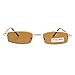 SA106 Extra Small Mens Rectangular Metal Rim Classic Color Lens Sunglasses