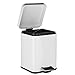 AMG and Enchante Accessories, Rectangular Waste Bin, 5L Garbage Trash Can with Step Foot Pedal, WB05W WHT, Glossy White