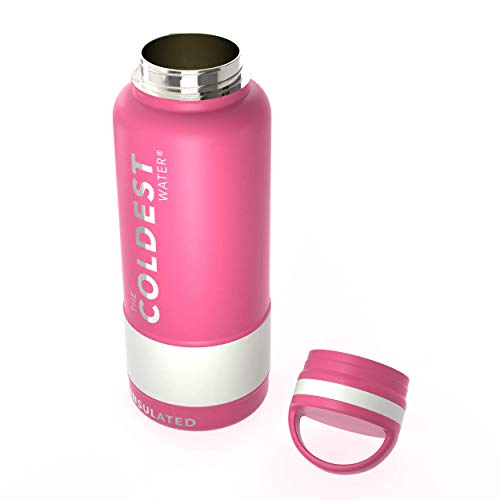 Coldest Sports Water Bottle 32 oz, (Loop Lid) Leak Proof, Vacuum