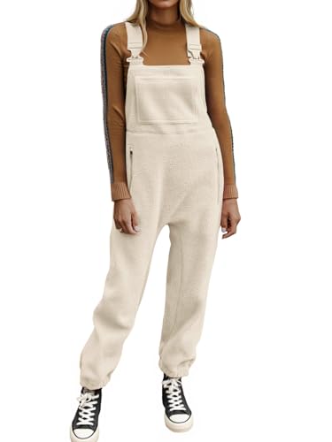 Ebifin Women's Fleece Warm Overalls Winter Loose Casual Jumpsuits with Pockets at Amazon