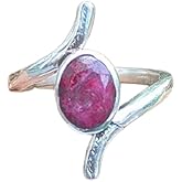 Ruby Ring 925 Sterling Silver Statement Ring For Women Boho Style Love Rings Weddding Ring, Gypsy Style, Fine Jewelry Handmade Rings Gemstone Promise Ring Valentine Gift For Her