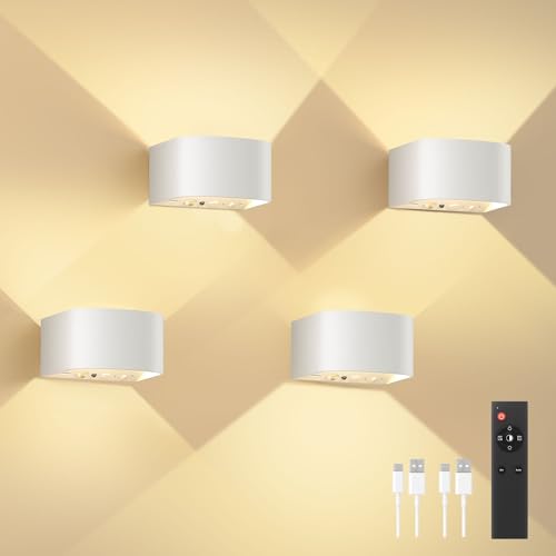 FULEN Akku Wandlampe Innen mit Bewegungssensor,Fernbedienung 3 Farben Wandlicht Up Down Innen LED Wandleuchte 3 Modi Wiederaufladbare Batteriebetriebe