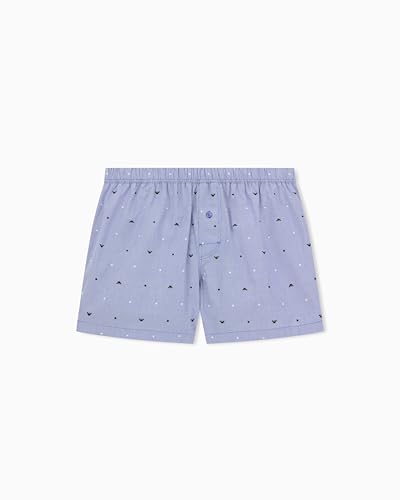Emporio Armani Logo Pattern Woven Boxer Caleçon Boxeur, Bleu, XL Homme