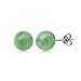 Sterling Silver Natural Green Jade Round Stud Earrings (6mm)