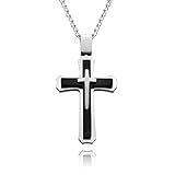 Cross Necklace for Men & Women with Large Pendant and 24 Inch Curb Chain