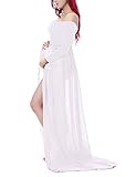Saslax Maternity Chiffon Gown Split Front Maxi Photography Dress for Photo Shoot