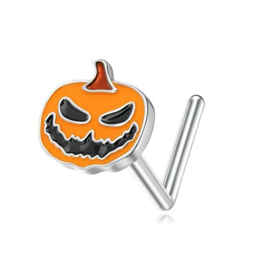 Lypic Pumpkin Nose Stud 925 Sterling Silver Pumpkin Skull L Shaped Stud 20G Nose Piercing Halloween Jewelry Gifts for Women at Amazon