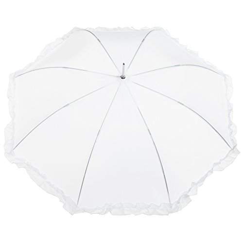 totes Women's Auto Open Ruffle Stick Umbrella,White Pricepulse