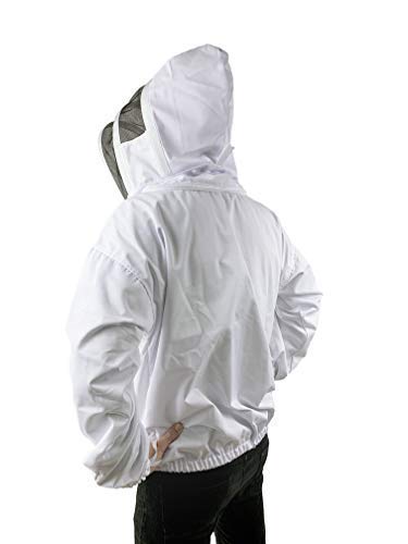 Beekeeping Jacket with Fencing Veil Hood Bee Jacket Clear View Fencing Veil Ultra Light Weight and Maximum Protection for Professional and Beginner Beekeepers