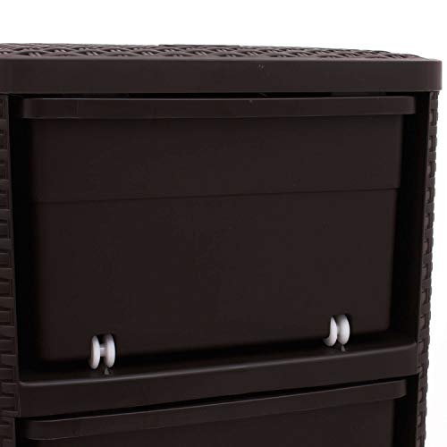 CURVER Regal mit 4 Schubladen STYLE Regal mit 4 Schubladen, Weidengeflecht, Dunkelbraun, 33x38x79 – Bild 5