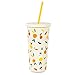 Kate Spade New York Insulated Tumbler with Reusable Straw, 20 Ounce Travel Cup, Citrus Twist