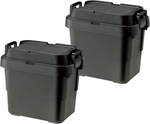 リス(RISU) 収納ボックス トランクカーゴ22L ブラック 2個セット 収納ケース コンテナボックス 日本製 TC-20S スタッキング 防水
