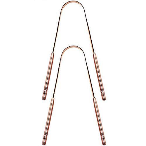 Tounge Scraper Cleaner, 2-Pack Stainless Steel Tongue Cleaner Rose Gold Tongue Scarper