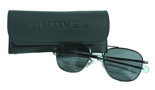 HUMVEE HMV-52B-BLACKPolarized Bayonette Style Military Sunglasses with Gray Lenses and Black Frame, 52mm