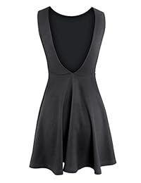 Wink Gal vestido acampanado para cóctel, con espalda abierta y cuello redondo, vestido corto casual