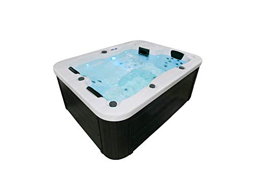 Home Deluxe - Outdoor Whirlpool - White Marble Pure - Maße: 210 x 160 x 85 cm - Inkl. Heizung, 27 Massagedüsen und 9…