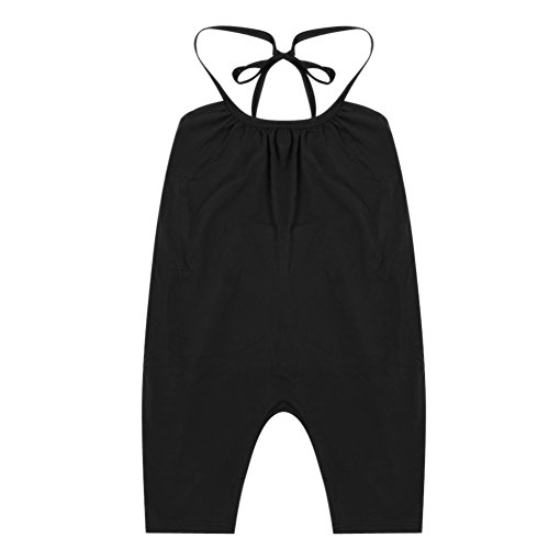 Chinatera Little Girls Kids Halter Romper Harem Pants One-Piece Jumpsuit Cotton (2-3Y, Black)