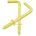 Shells 50PCS Gold Color Copper Plated Metal Right-angle Hooks 7 Shape Screw Hooks Self-tapping Screws Hooks L Shape Hooks 1 Inch