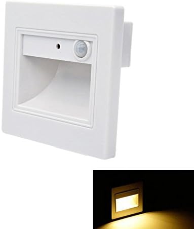 Yaeer Indoor/Outdoor Motion-Sensing LED Step/Stair Deck LED Light Wall Mount Landscape Footlight Stairway Lighting 120V, White, Warm White