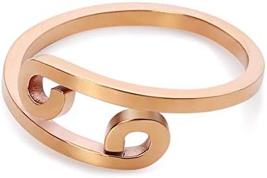 aimaoer Guardian 12 Constellation Plated 18K Rose Gold Titanium Steel Couple Ring Men and Women Index Finger Hipster Opening Jewelry