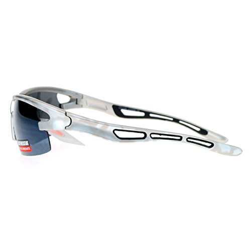 Mens Sports Fashion Sunglasses Half Rim Soft Nose Comfort Shades Silver