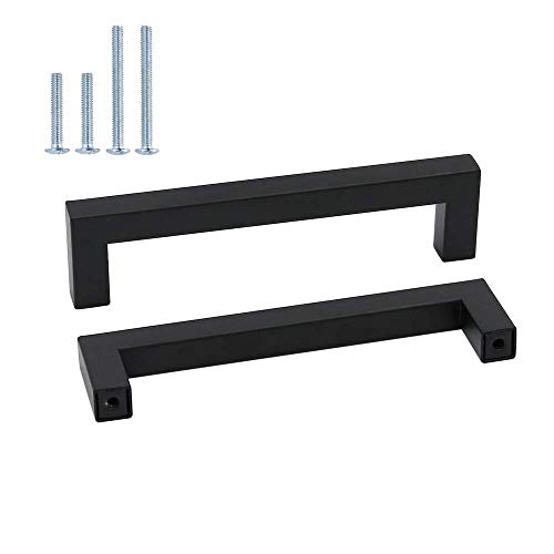 goldenwarm 25 Stück Möbelgriff Edelstahl Stangengriff Griffe Schwarz 128mm Bohrlochabstand Küchengriff Schubladengriffe Schrankgriffe Quadratischer Gr