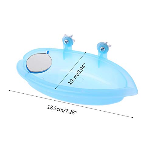 Bird Bath with Mirror Toy for Pet Small Medium Parrot Parakeet Cockatiel Conure Budgie Lovebird Finch Canary African Grey Cockatoo Amazon Cage Shower Bathing Tub Food Feeder Bowl