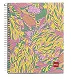 Miquelrius Tropical Floral 4-Subject Cardboard Notebook, 240 Lined Pages, 6.5x8