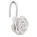 Amazer Shower Curtain Hooks Rings, Metal Decorative Resin Hooks Shower Curtain Rings for Bathroom Shower Rods Curtain and Liner, White Rose, 12 PCS