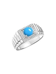Rylos Men's Ring Sterling Silver Ring, 7MM Round