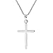 AeraVida Minimalist Sleek Christian Cross .925 Sterling Silver Pendant Necklace