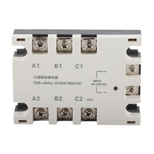 3-Phase 40A AC-AC Solid State Relay Electromagnetic Relay Module SSR Input 90-250VAC Load 24-480VAC TSR-40AA-H