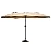 Le Papillon 15 ft Market Outdoor Umbrella Double-Sided Aluminum Table Patio Umbrella with Crank, Beige