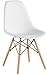 Poly and Bark Modern Mid-Century Side Chair with Natural Wood Legs for Kitchen, Living Room and Dining Room, White (Set of 2)