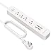dodocool 4 Outlet Surge Protector Power Strip with 4 USB Charging Ports, 1440 joules/1100W, 4.92ft Heavy Duty Extension Cord, 100-250V for Home, Office, Travel and More (White)