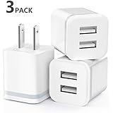 USB Wall Charger, LUOATIP 3-Pack 2.1A/5V Dual Port USB Cube Power Adapter Charger Plug Charging Block Replacement for iPhone Xs/XR/X, 8/7/6 Plus, Samsung, LG, HTC, Moto, Android Phones