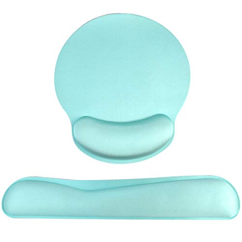 Keyboard Wrist Rest Pad Mouse Pad, Memory Foam, Rest Pads Sets for Comfortable Typing & Wrist Pain Relief, Anti-Slip Rubber Base (Green)