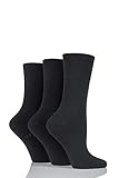 Ladies 3 Pair Gentle Grip Plain Cotton Diabetic Socks