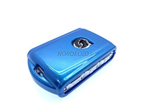 Nordecco High-Grade Metallic ABS Plastic 2 Piece Protective Case Compatible With VOLVO 4 Button Smart Keyless Fob Remote XC90 Fits Models 2018-20 XC40 XC60 XC90 V60 V90 S90 Hybrid (Blue)