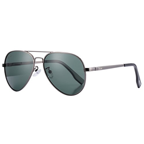 Pro Acme Small Polarized Aviator Sunglasses for Adult Small Face and Junior,52mm (Gunmetal Frame/G15 Lens)