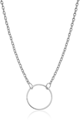 Trendy open circle fashion chain necklace, 18", silver